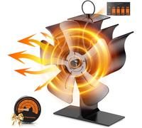 UNISOPH Ventilateur Poêle à Bois, 5 Pales Alimenté par La Chaleur Ventilateur Cheminee, Ventilateur Silencieux pour Poêle à Bois Cheminée Gaz Bûches Poele avec Thermomètre