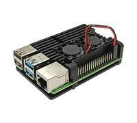 Unistorm Raspberry Pi 4 Model B Boîtier en aluminium avec double ventilateur de refroidissement Coque en métal pour RPI 4B (avec double ventilateur)