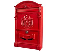 UNISTRENGH BoîTe Aux Lettres Vintage Letterbox BoîTe Mailbox avec CléS BoîTe Aux Lettres Murale pour La Maison, Le Bureau Et Le Jardin (Rouge)