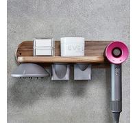 UNISTRENGH ImperméAble Support De SèChe-Cheveux Cintres MagnéTiques Support Mural Pour SèChe-Cheveux Pour Dyson Supersonic, Diffuseur Et Buses Doubles, Support De Prise De Cordon (L, Bois de noyer)