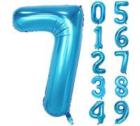 Unisun Ballon numéro 40 pouces, ballon feuille Hélium bleu 0 1 2 3 4 5 6 7 8 9 Ballons à gros chiffres,ballons d'âge, occasions romantiques, mariage, décoration de fournitures d'anniversaire