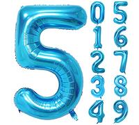 Unisun Ballon numéro 40 pouces, ballon feuille Hélium bleu 0 1 2 3 4 5 6 7 8 9 Ballons à gros chiffres,ballons d'âge, occasions romantiques, mariage, décoration de fournitures d'anniversaire