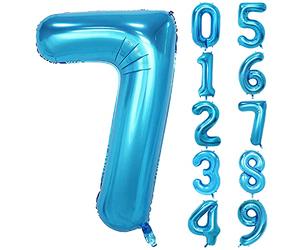 Unisun Ballon numéro 40 pouces, ballon feuille Hélium bleu 0 1 2 3 4 5 6 7 8 9 Ballons à gros chiffres,ballons d'âge, occasions romantiques, mariage, décoration de fournitures d'anniversaire