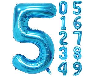 Unisun Ballon numéro 40 pouces, ballon feuille Hélium bleu 0 1 2 3 4 5 6 7 8 9 Ballons à gros chiffres,ballons d'âge, occasions romantiques, mariage, décoration de fournitures d'anniversaire