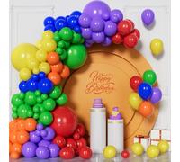 Unisun Ballons Arc-En-Ciel, 130Pcs Guirlande Ballons Multicolores Mats, 510/12/18 Pouces Ballon En Latex Assortis Pour Hommes Garçons Remise Diplôme Fête Prénatale Mariage Décorations Anniversaire