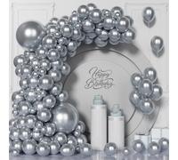 Unisun Ballons Argent, 101 Pièces Guirlande Ballons Métalliques, 5/10/12/18 Pouces Ballon Argent Pour Hommes Garçons Remise Diplôme Fête Prénatale Mariage d'Anniversaire Décorations