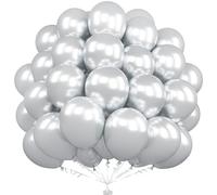 Unisun Ballons argentés métallisés, 50 pièces, 12 pouces, en argent chromé, ballons argentés, pour femmes, hommes, garçons, fêtes, anniversaire, mariage, fiançailles, anniversaire, fête