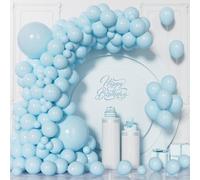 Unisun Ballons Bleu Pastel, 130 Pièces Ballons Bleu Macaron Guirlande Kit d'Arche, 5/10/12/18 Pouces Ballon Bébé pour Femmes Garçons Anniversaire Mariage Baby Shower Fête Décorations Mariée