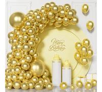 Unisun Ballons Dorés Chromés, 101 Pièces Guirlande Ballons Dorés Métalliques, Ballon En Latex Doré 5/10/12/18 Pouces Pour Hommes Garçons Remise Diplôme Fête Prénatale Mariage d'Anniversaire Décoration