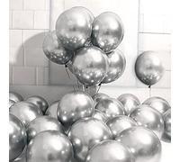 Unisun Ballons Métalliques Argentés, 50 pcs 12 pouces Ballons Hélium Chrome Brillant, Épaissir Ballons Latex pour Baby Shower Anniversaire Mariage Fiançailles Fiesta Décoration De Fête
