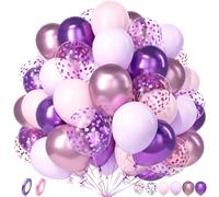 Unisun Ballons Rose et Violet Pastel, 50 Pièces Macaron Métal Rose Violet Confettis Ballon Hélium Femme Fille Anniversaire Mariage Douche Nuptiale Valentin Proposition Remise Diplôme Mascarade Déco