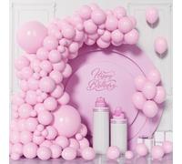 Unisun Ballons Rose Pastel, 130 Pièces Guirlande Ballons Rose Macaron Kit d'Arche, 5/10/12/18 Pouces Ballon Bébé Pour Femmes Filles Anniversaire Mariage Baby Shower Fête Mariée Décorations
