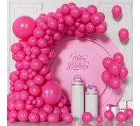 Unisun Ballons Rose Vif, 130 Pièces Ballons Roses Foncé Mat Kit Guirlande, 5/10/12/18 Pouces Ballon Rouge pour Femmes Filles Mariage Mariage Fête d'anniversaire Saint Valentin Octobre Rose Décorations