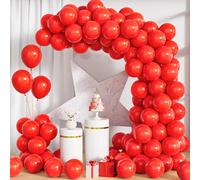 Unisun Ballons Rouge, 100Pièces 10Pouces Rouge Mat Látex Helio Ballon Mujer Niña Cumpleaño Anniversaire Mariage Proposition Graduación Compromiso Despedida Soltera Valentín Baby Shower Décoration