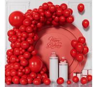 Unisun Ballons Rouges, 130 Pcs Ballons Rouges Kit d'Arche Guirlande, 5/10/12/18 Pouces Ballon pour Garçons Hommes Femmes Filles Mariage Anniversaire Eagagement Fête Noël Proposition Décoration