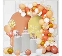 Unisun Balloon Garland Arch Kit, 120 Pcs Blush Pêche Pastel Orange Rose Or Gris Blanc Ballons Confettis Ballons Métalliques pour Mariage Douche Nuptiale Décorations De Fête D'anniversaire