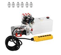 Unité d'alimentation hydraulique 12 V Pompe solénoïde double effet avec réservoir en plastique pour remorques à benne basculante et levage de voiture, capacité de 6 litres