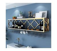 Unité de Bar Étagères flottantes, Étagères à vin murales, Meuble à vin, Porte-Verres à vin inversé, Porte-Bouteilles en Fer Multifonctionnel, Porte-gobelets Simple Suspendu (Couleur : Or, Ta
