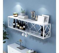 Unité de Bar Murale avec étagères flottantes, Porte-Bouteille de vin en Fer Multifonctionnel et Porte-gobelets Suspendu avec cloisons
