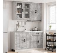 vidaXL Unité de Cuisine Lucca 4 pcs Gris béton Bois d'ingénierie, Solutions de Rangement astucieuses, Meubles Modernes, Design de Cuisine Efficace, étagères compactes en Bois