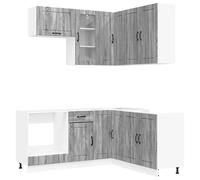 vidaXL Unité de Cuisine Lucca 8 pcs Sonoma Gris Bois d'ingénierie, Rangement Cuisine, Solution compacte, Organisateur Moderne, Armoire Fonctionnelle, unité Ajustable, Gain de Place Urbain
