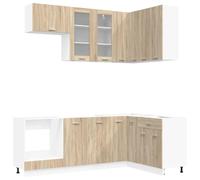 vidaXL Unité de Cuisine Lyon 8 pcs Gris béton Bois d'ingénierie, Solution de Rangement, Cabinet Moderne, Armoire Autonome, intérieur, Ensemble en Bois conçu