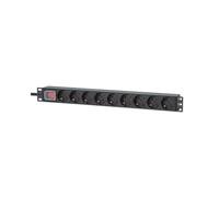 Unité de Distribution Énergie Intellinet 715133, 9 Prises CA Type F, 1U Rack, 220-250V, 16A, Aluminium Noir, Câble 2m, Certifié CE/RoHS/REACH/IEC