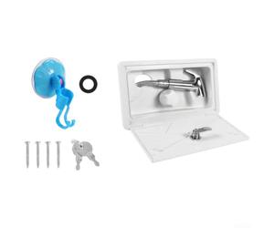 Unité de douche compacte pour camping-car avec contrôle de la température et tuyau en acier de 1,5 m pour caravane (blanc 0100069)