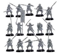 Unité de lance Ashigaru - 15 figurines de samouraï avec groupe de commande | Modèles historiques à l'échelle de 30 mm | Figurines de jeu de guerre de table | Miniatures Kyoushuneko | Ensemble en