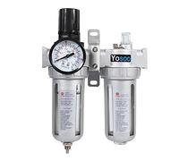 Unité de Maintenance Pneumatique, Régulateur de filtre à air comprimé Graisseur Séparateur eau/huile - manomètre Régulateur d'air comprimé en alliage d'aluminium Séparateur d'eau huileur 1/4 "