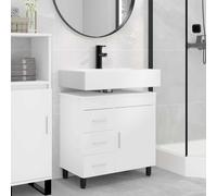vidaXL Unité de vanité de salle de bain Blanc brillant 60 x 35 x 60 cm 889379