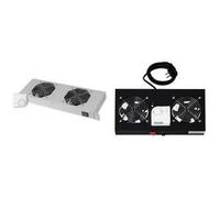 DIGITUS Unité de ventilation 19" 1U - Montage en rack ou sur toit - Pour armoires VarioFLEX - 2x Ventilateurs - Thermostat - Noir