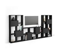 Unité murale noire moderne avec portes Solution de rangement de fabrication italienne
