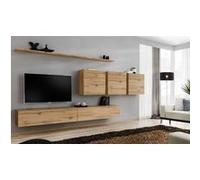 Meuble TV Mural Design "Switch VII" 340cm Naturel