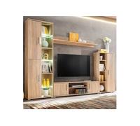 vidaXL Unité murale TV – Meuble TV moderne avec LED et étagère – Chêne Sonoma
