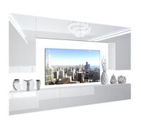Unité Murale TV - BELINI - NEX 2-0-W-W-0-0-PP - LED Multicolore - Bois - Design Contemporain
