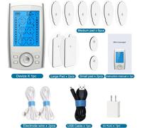 Unité Tens Ems 24 Modes Stimulateur Musculaire Pour Soulager La Douleur Machine Tens Rechargeable Masseur Physiothérapie 10 Tampons Tampons Abs - Type White 10 Pad Eu #A