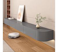 Unité TV Flottante avec Étagères Ouvertes et Compartiments Cachés Armoire de Rangement Murale pour Console Médias Slim Gris TV Armoire pour Appartements 280cm