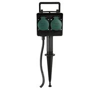 uniTEC 44202 Piquet de jardin avec prise double, câble 1,5 m