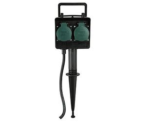uniTEC 44202 Piquet de jardin avec prise double, câble 1,5 m
