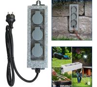 Unitec 44238, Barrettes de Prises IP44 Extérieur 3 Directions, Grise, 1,5 m
