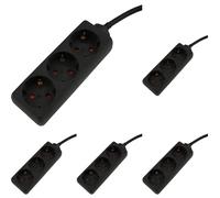 Unitec 44532 Multiprise, 3 Prises, 3 m, Câble H05VV-F 3 G1.5 mm² Noir (Lot de 5)