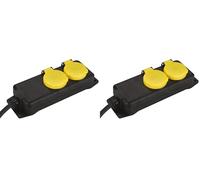 uniTEC 47550 Barre multiprise 5 Prises Norme IP 44 / H07RN-F3G1 Coupe 5 mm² 5 m (Noir/Jaune) (Lot de 2)