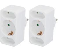 Unitec/Adaptateur Euro Schuko, 1 x Schuko, 2 x Euro, 1 pièce, Blanc, 43426l (Lot de 2)