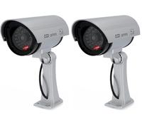 Unitec Caméra factice Simulation Véritable Caméra de Surveillance avec LED Clignotante Réglable Horizontal et Verticale Schtzart IP 44 Piles Inclus Vis et Chevilles de Montage (Lot de 2)