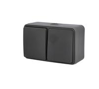 UNITEC Combinaison interrupteur marche/arrêt et prise AP/FR Aqua, IP54, montage en saillie, compatible avec les pièces humides, pour l'intérieur et l'extérieur, anthracite, 1 pièce