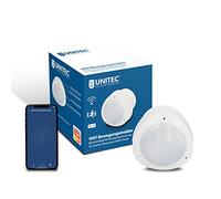 UNITEC Détecteur de mouvement WiFi infrarouge avec alarme, envoie une notification au smartphone, compatible WLAN, fonctionne sur batterie, compatible Alexa/Hey Google,Weiß