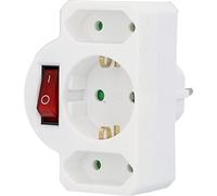 Unitec Fiche intermédiaire avec 1 interrupteur Schuko et 2 interrupteurs Euro, avec interrupteur éclairé, blanc, lâche
