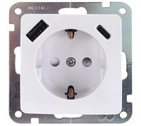 UNITEC Monaco Prise USB A/C encastrée avec connecteur USB de type A + C, avec contact de protection, design de haute qualité, durable, robuste, flexible, pour l'intérieur, ultra blanc