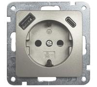 UNITEC Monaco Prise USB A/C encastrée avec connecteur USB de type A + C, avec contact de protection, design de haute qualité, durable, robuste, flexible, pour l'intérieur, platine